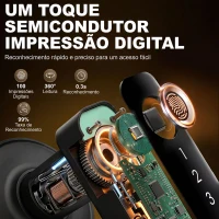 HOMCOM Fechadura Inteligente 5 em 1 com Maçaneta, Impressão Digital, Código, App, Bluetooth, Cartão NFC, Chave e Registo de Acessos, Preto(m-5)