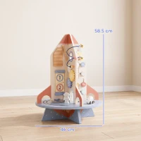 AIYAPLAY Wooden Activity Cube, Rocket Theme Educational Toys with Shape Sorter & Bead Maze for Toddlers 24M-6Y Fine Motor Skill(m-3)
