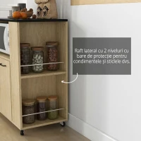 HOMCOM Cărucior de Bucătărie din PAL cu Raft Deschis, Dulap cu 2 Uși și Raft Lateral, 75x40x80,5 cm(m-5)