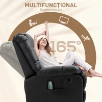 HOMCOM Fotoliu Relax cu 8 Puncte de Masaj și Reclinare la 165° din Piele Ecologică, Negru(m-5)