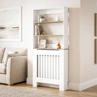 HOMCOM Copritermosifoni a Doghe a 3 Ripiani, Copri Termosifone Moderno in MDF per Soggiorno, 78x19x165 cm, Bianco(m-2)