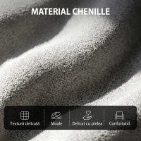 HOMCOM Fotoliu Masaj Reclinabil Manual 160° Chenille cu Suport pentru Picioare, Telecomandă și Buzunare, Gri Deschis(m-7)