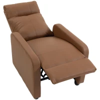 HOMCOM Manueller Relaxsessel bis 155° verstellbar, PU-Bezug, Fußstütze, hohe dicke Rückenlehne und breiter Sitz, Dunkelbraun(m-7)