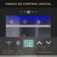 HOMCOM Frigider pentru Vin pentru 24 de Sticle, Capacitate 65L, Control al Temperaturii și Rafturi Detasabile, Negru(m-6)