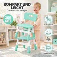 AIYAPLAY Schreibtischstuhl Kinder 2er Set, 26-30cm höhenverstellbar ergonomischer Rückenlehne armlose für 1,5–8 Jahren Grün(m-7)