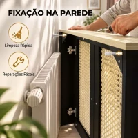 HOMCOM Cobertura para Radiador com 2 Portas em Rotim para Sala de Estar e Quarto 78x19x75 cm Preta(m-7)