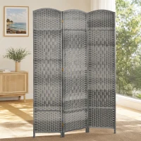 HOMCOM Biombo Dobrável de 3 Painéis Divisor de Ambientes 135x180 cm Ecrã de Privacidade de Polipropileno  Cinza Misto(m-8)