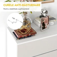 HOMCOM Comodă cu 4 Sertare din PAL cu Șine Metalice și Margini Înclinate, 60x40x80 cm, Alb(m-6)