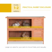 PawHut Rabbit Hutch Outdoor Guinea Pig Hutch Bunny Cage with No-Leak Trays, Divider, 136 x 50 x 93cm, Orange(m-4)