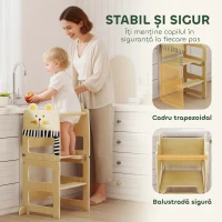AIYAPLAY Turn Montessori pentru Copii 2-5 Ani cu Tablă și Măsuță, din Lemn, 57x39x93 cm, culoare Lemn(m-5)