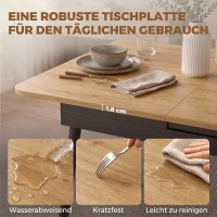 HOMCOM Uitschuifbare Eettafel 130-160 cm, Keukentafel met Afgeronde Hoeken, Eiken(m-7)