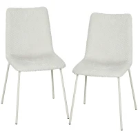 HOMCOM Lot de 2 chaises de salle à manger en velours avec assise et dossier rembourrés et pieds métalliques Blanc(m-1)