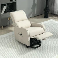 HOMCOM Elektrischer verstellbarer Relax-Sessel mit Aufstehhilfe, Leinenoptik-Bezug, Fernbedienung, Sitz mit Federn, Fußstütze, Beige(m-5)