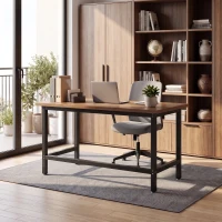 HOMCOM Patas de Mesa de Acero Patas para Muebles Industriales con Almohadillas Ajustables y Tornillos 150x50x81,5 cm Negro(m-8)