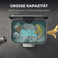 HOMCOM 30 L Mülleimer, schmaler Metall-Abfalleimer mit Kunststoff-Inneneimer, Soft-Close-Deckel und Fußpedal, Dunkelgrau(m-7)