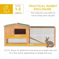Pawhut Wooden Rabbit Hutch Guinea Pig hutch House 2 Tier with Rabbit Run for Outdoor Garden Backyard, 85 x 24 x 57cm(m-5)