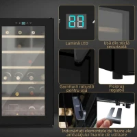 HOMCOM Frigider pentru Vin pentru 24 de Sticle, Capacitate 65L, Control al Temperaturii și Rafturi Detasabile, Negru(m-5)