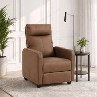 HOMCOM Fauteuil Relax Inclinable Manuel jusqu'à 155° Revêtement en PU Repose-pieds Dossier Haut Épais et Assise Large Marron foncé(m-4)