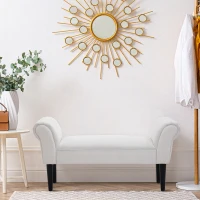 HOMCOM Bancă pentru Capătul Patului Tapițată cu Brațe Rulante și 4 Picioare, 102x35x51 cm, Gri(m-4)