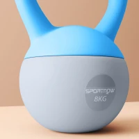 SPORTNOW Kettlebell 8 kg, avec Poignée Antidérapante, pour Fitness, Musculation, Cardio, 19 x 19 x 28 cm, Bleu Clair(m-8)