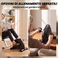 HOMCOM Mini Cyclette Portatile per l'Allenamento di Gambe per Braccia con Display LCD, 35 x 40 x 31 cm, Nero(m-4)