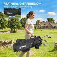 Outsunny Golf Stand Bag 6 Way Full-Length Dividers, Waterproof Golf Bag with 5 Pockets, Black(m-5)