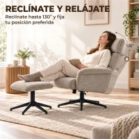 HOMCOM Sillón Relax con Reposapiés Reposacabezas Ajustable Giratorio Reclinable Asiento con Muelles Respaldo Alto Marrón(m-5)