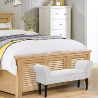 HOMCOM Bancă pentru Capătul Patului Tapițată cu Brațe Rulante și 4 Picioare, 102x35x51 cm, Gri(m-6)