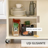 HOMCOM Insulă de Bucătărie pentru Ustensile și Accesorii cu Sertare, Dulap și Suport pentru Prosoape, 110x49.5x89.5 cm, Alb(m-12)