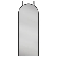 HOMCOM Oglindă de Perete Arcuită 110x40 cm, Ramă din Aluminiu, Cârlige, Design Modern, Negru(m-11)