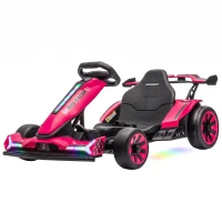 AIYAPLAY 24V Electric Go Kart for Kids 6-12 Years with Drift Mode, Adjustable Seat, 3 Speed, Slow Start, Pink(m-15)