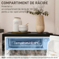 HOMCOM Mini Frigider 91L MonoPortă Reversibil cu Congelator și Temperatură Reglabilă, Negru(m-5)