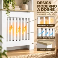 HOMCOM Copritermosifoni a Doghe a 3 Ripiani, Copri Termosifone Moderno in MDF per Soggiorno, 78x19x165 cm, Bianco(m-5)