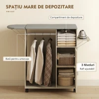 HOMCOM, Dulap cu Masă, 3 rafturi cubice și suport, din Material Textil cu Aspect de In,127x42.5x99 cm, Multicolor(m-6)