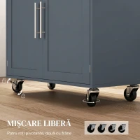 HOMCOM Carucior de bucătărie din lemn cu sertar, suport pentru condimente și dulap, 109x40x89 cm, gri și culoare lemn(m-7)
