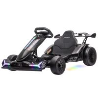 AIYAPLAY 24V Electric Go Kart for Kids 6-12 Years with Drift Mode, Adjustable Seat, 3 Speed, Slow Start, Black(m-15)