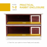 PawHut Rabbit Hutch Outdoor 2-Tier Guinea Pig Cage Bunny House Cage with No-Leak Trays for Indoor and Outdoor 136 x 50 x 93cm(m-4)