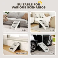PawHut Foldable Dog Steps, Lightweight Portable Pet Stairs with 3 Non-Slip Steps for Beds or Sofas, Cream White(m-6)