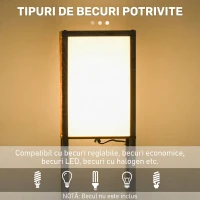 HOMCOM Lampadar cu 3 rafturi integrate, soclu E27, putere 40W, 26x26x160cm, culoare lemn(m-9)