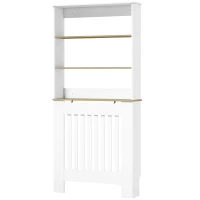 HOMCOM Copritermosifoni a Doghe a 3 Ripiani, Copri Termosifone Moderno in MDF per Soggiorno, 78x19x165 cm, Bianco(m-1)