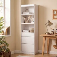 HOMCOM Bookcase with Drawers Adjustable Shelves Book Shelf for Study Living Room White(m-9)