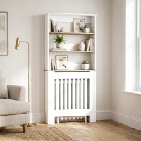 HOMCOM Copritermosifoni a Doghe a 3 Ripiani, Copri Termosifone Moderno in MDF per Soggiorno, 78x19x165 cm, Bianco(m-10)