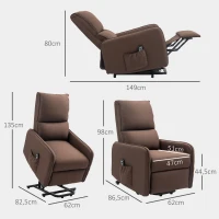 HOMCOM Elektrischer Relax-Sessel mit Aufstehhilfe Leinenoptik Fernbedienung Taschenfeder Fußstütze Braun(m-3)