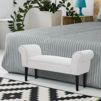 HOMCOM Bancă pentru Capătul Patului Tapițată cu Brațe Rulante și 4 Picioare, 102x35x51 cm, Gri(m-5)