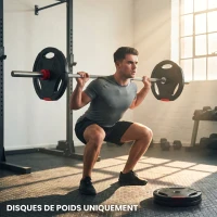 SPORTNOW Disques de Poids, Plaques de Poids 2 x 5 kg et 2 x 10 kg, à Trois Poignées avec Trous de Ø 25 mm, Noir(m-13)