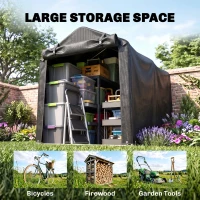 Outsunny 2.2 x 1.6 m Garden Storage Tent, Waterproof Anti-UV Portable Shed with Roll-up Zipper Door, Galvanised Outdoor Storage Shelter Carport  for Firewood, Garden Tools, Black(m-7)