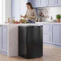HOMCOM Mini Congelador Bajo Encimera 84,8 L Silencioso con Puerta Reversible Temperatura Ajustable 2 Estantes Extraíbles Negro(m-2)