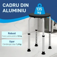 Homcom Scaun Dus – Reglabil, Antialunecare, Alb(m-4)