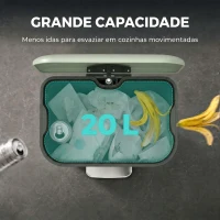 HOMCOM Caixote do Lixo de Cozinha 20 L em Aço Galvanizado com Tampa de Fecho Suave, Pedal, Balde Removível e Acabamento Anti-impressões Digitais Verde-Claro(m-7)