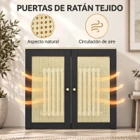 HOMCOM Cubre Radiadores con 2 Puertas de Ratán Cubreradiador Cubierta para Radiador para Salón Dormitorio 78x19x75 cm Negro(m-4)